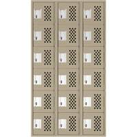 Assembled Lockerettes Clean Line Perforated Economy Lockers, 6 -tier, Bank of 3, 18" x 72" x 12", Steel Southpoint Industrial Supply