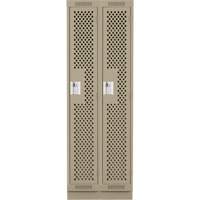 Clean Line Lockers, Bank of 2, 24" x 18" x 76", Steel, Beige, Rivet (Assembled), Perforated Southpoint Industrial Supply