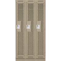 Clean Line Lockers, Bank of 3, 36" x 18" x 76", Steel, Beige, Rivet (Assembled), Perforated Southpoint Industrial Supply