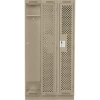 Clean Line Lockers, Bank of 3, 36" x 18" x 76", Steel, Beige, Rivet (Assembled), Perforated Southpoint Industrial Supply