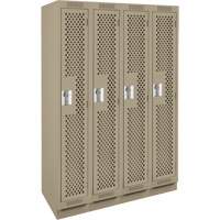 Clean Line Lockers, Bank of 4, 48" x 18" x 76", Steel, Beige, Rivet (Assembled), Perforated Southpoint Industrial Supply