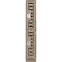 Clean Line Lockers, 2 -tier, 12" x 18" x 76", Steel, Beige, Rivet (Assembled), Perforated Southpoint Industrial Supply