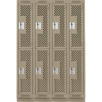 Casiers Clean Line, 2 niveaux, Bloc de 4, 48" x 18" x 76", Acier, Beige, Rivet (assembl&eacute;), Perfor&eacute; Southpoint Industrial Supply