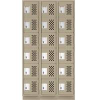 Assembled Lockerettes Clean Line Perforated Economy Lockers, 6 -tier, Bank of 3, 18" x 72" x 12", Steel Southpoint Industrial Supply