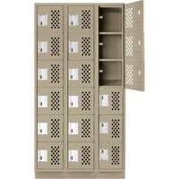 Assembled Lockerettes Clean Line Perforated Economy Lockers, 6 -tier, Bank of 3, 18" x 72" x 12", Steel Southpoint Industrial Supply
