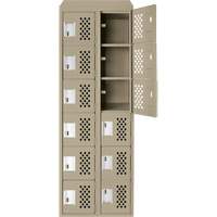 Clean-Line Perforated Lockerette, 6 -tier, Bank of 2, 12" x 72" x 12", Steel Southpoint Industrial Supply