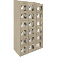 Clean-Line Perforated Lockerette, 6 -tier, Bank of 3, 15" x 72" x 12", Steel Southpoint Industrial Supply