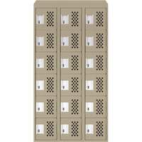 Clean-Line Perforated Lockerette, 6 -tier, Bank of 3, 15" x 72" x 12", Steel Southpoint Industrial Supply