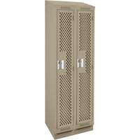 Clean Line Lockers, Bank of 2, 24" x 18" x 82", Steel, Beige, Rivet (Assembled), Perforated Southpoint Industrial Supply