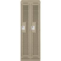 Clean Line Lockers, Bank of 2, 24" x 18" x 82", Steel, Beige, Rivet (Assembled), Perforated Southpoint Industrial Supply
