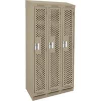 Clean Line Lockers, Bank of 3, 36" x 18" x 82", Steel, Beige, Rivet (Assembled), Perforated Southpoint Industrial Supply