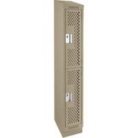 Clean Line Lockers, 2 -tier, 12" x 18" x 82", Steel, Beige, Rivet (Assembled), Perforated Southpoint Industrial Supply