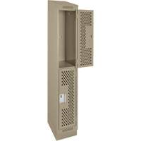 Clean Line Lockers, 2 -tier, 12" x 18" x 82", Steel, Beige, Rivet (Assembled), Perforated Southpoint Industrial Supply