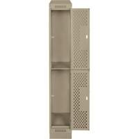 Clean Line Lockers, 2 -tier, 12" x 18" x 82", Steel, Beige, Rivet (Assembled), Perforated Southpoint Industrial Supply