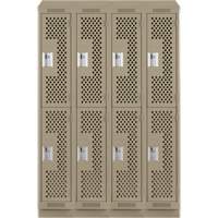 Clean Line Lockers, 2 -tier, Bank of 4, 48" x 12" x 82", Steel, Beige, Rivet (Assembled), Perforated Southpoint Industrial Supply