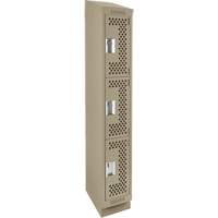 Clean Line Lockers, 3 -tier, 12" x 18" x 82", Steel, Beige, Rivet (Assembled), Perforated Southpoint Industrial Supply