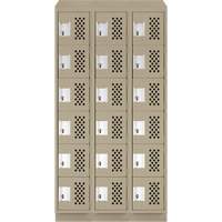 Clean-Line Perforated Lockerette, 6 -tier, Bank of 3, 12" x 72" x 12", Steel Southpoint Industrial Supply