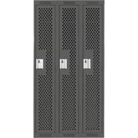 Clean Line Lockers, Bank of 3, 36" x 15" x 72", Steel, Charcoal, Rivet (Assembled), Perforated Southpoint Industrial Supply