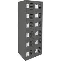 Assembled Lockerettes Clean Line Perforated Economy Lockers, 6 -tier, Bank of 2, 18" x 72" x 12", Steel Southpoint Industrial Supply