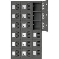 Assembled Lockerettes Clean Line Perforated Economy Lockers, 6 -tier, Bank of 3, 18" x 72" x 12", Steel Southpoint Industrial Supply