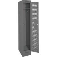 Clean Line Lockers, 12" x 18" x 76", Steel, Charcoal, Rivet (Assembled), Perforated Southpoint Industrial Supply