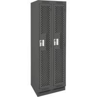 Clean Line Lockers, Bank of 2, 24" x 18" x 76", Steel, Charcoal, Rivet (Assembled), Perforated Southpoint Industrial Supply