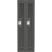 Clean Line Lockers, Bank of 2, 24" x 18" x 76", Steel, Charcoal, Rivet (Assembled), Perforated Southpoint Industrial Supply