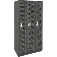 Clean Line Lockers, Bank of 3, 36" x 18" x 76", Steel, Charcoal, Rivet (Assembled), Perforated Southpoint Industrial Supply