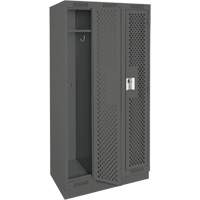 Clean Line Lockers, Bank of 3, 36" x 18" x 76", Steel, Charcoal, Rivet (Assembled), Perforated Southpoint Industrial Supply