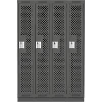 Clean Line Lockers, Bank of 4, 48" x 18" x 76", Steel, Charcoal, Rivet (Assembled), Perforated Southpoint Industrial Supply