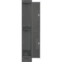 Clean Line Lockers, 2 -tier, 12" x 18" x 76", Steel, Charcoal, Rivet (Assembled), Perforated Southpoint Industrial Supply