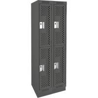 Clean Line Lockers, 2 -tier, Bank of 2, 24" x 18" x 76", Steel, Charcoal, Rivet (Assembled), Perforated Southpoint Industrial Supply
