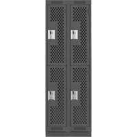 Clean Line Lockers, 2 -tier, Bank of 2, 24" x 18" x 76", Steel, Charcoal, Rivet (Assembled), Perforated Southpoint Industrial Supply