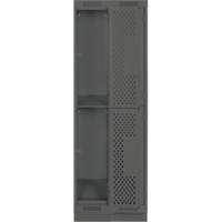 Clean Line Lockers, 2 -tier, Bank of 2, 24" x 18" x 76", Steel, Charcoal, Rivet (Assembled), Perforated Southpoint Industrial Supply