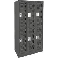 Clean Line Lockers, 2 -tier, Bank of 3, 36" x 18" x 76", Steel, Charcoal, Rivet (Assembled), Perforated Southpoint Industrial Supply