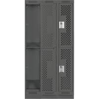 Clean Line Lockers, 2 -tier, Bank of 3, 36" x 18" x 76", Steel, Charcoal, Rivet (Assembled), Perforated Southpoint Industrial Supply