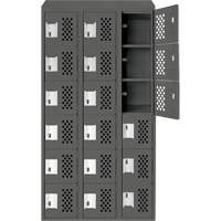Clean-Line Perforated Lockerette, 6 -tier, Bank of 3, 15" x 72" x 12", Steel Southpoint Industrial Supply