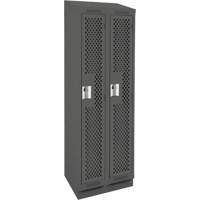 Clean Line Lockers, Bank of 2, 24" x 18" x 82", Steel, Charcoal, Rivet (Assembled), Perforated Southpoint Industrial Supply