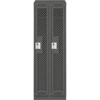 Clean Line Lockers, Bank of 2, 24" x 18" x 82", Steel, Charcoal, Rivet (Assembled), Perforated Southpoint Industrial Supply