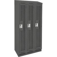 Clean Line Lockers, Bank of 3, 36" x 18" x 82", Steel, Charcoal, Rivet (Assembled), Perforated Southpoint Industrial Supply
