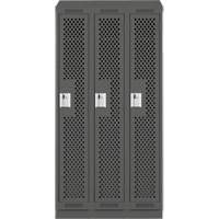 Clean Line Lockers, Bank of 3, 36" x 18" x 82", Steel, Charcoal, Rivet (Assembled), Perforated Southpoint Industrial Supply