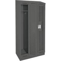 Clean Line Lockers, Bank of 3, 36" x 18" x 82", Steel, Charcoal, Rivet (Assembled), Perforated Southpoint Industrial Supply