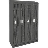 Clean Line Lockers, Bank of 4, 48" x 15" x 82", Steel, Charcoal, Rivet (Assembled), Perforated Southpoint Industrial Supply