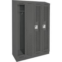 Clean Line Lockers, Bank of 4, 48" x 15" x 82", Steel, Charcoal, Rivet (Assembled), Perforated Southpoint Industrial Supply