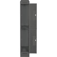 Clean Line Lockers, 2 -tier, 12" x 18" x 82", Steel, Charcoal, Rivet (Assembled), Perforated Southpoint Industrial Supply