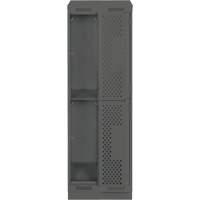 Clean Line Lockers, 2 -tier, Bank of 2, 24" x 12" x 82", Steel, Charcoal, Rivet (Assembled), Perforated Southpoint Industrial Supply