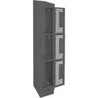 Clean Line Lockers, 3 -tier, 12" x 18" x 82", Steel, Charcoal, Rivet (Assembled), Perforated Southpoint Industrial Supply