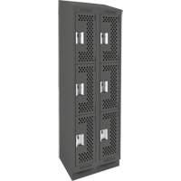 Clean Line Lockers, 3 -tier, Bank of 2, 24" x 18" x 82", Steel, Charcoal, Rivet (Assembled), Perforated Southpoint Industrial Supply