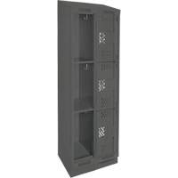 Clean Line Lockers, 3 -tier, Bank of 2, 24" x 18" x 82", Steel, Charcoal, Rivet (Assembled), Perforated Southpoint Industrial Supply