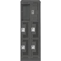Clean Line Lockers, 3 -tier, Bank of 2, 24" x 18" x 82", Steel, Charcoal, Rivet (Assembled), Perforated Southpoint Industrial Supply